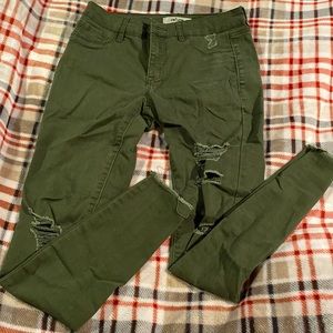 Green ripped skinny jeans